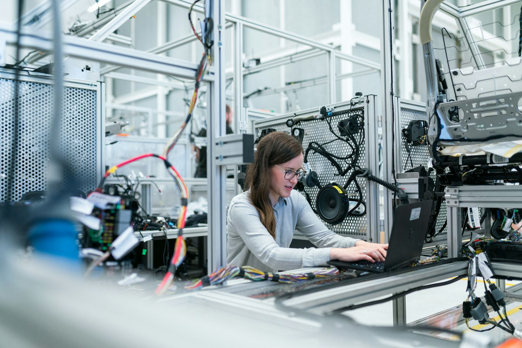 Engineer working on a vehicle production line